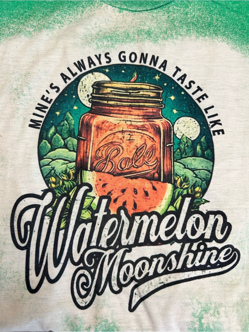 Gildan Green and White Watermelon Moonshine T‑Shirt - Picture 2 of 4